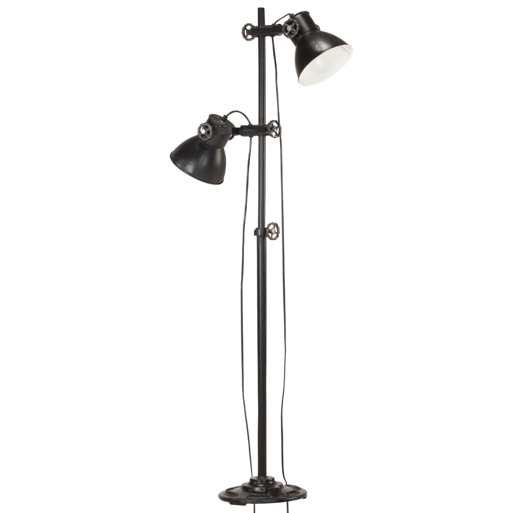 vidaXL Lampă de podea cu 2 abajururi, negru, E27, fontă vidaXL Lampă de podea cu 2 abajururi, negru, E27, fontă