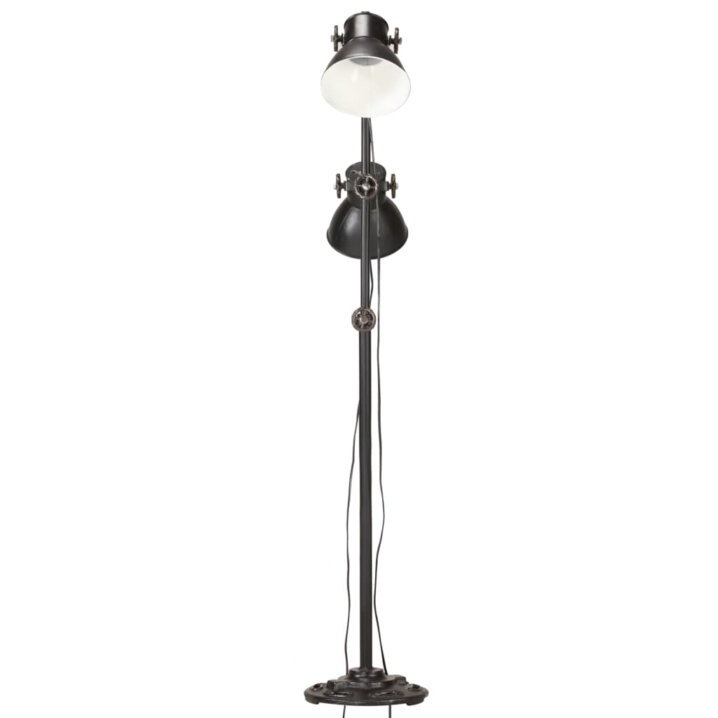vidaXL Lampă de podea cu 2 abajururi, negru, E27, fontă vidaXL Lampă de podea cu 2 abajururi, negru, E27, fontă