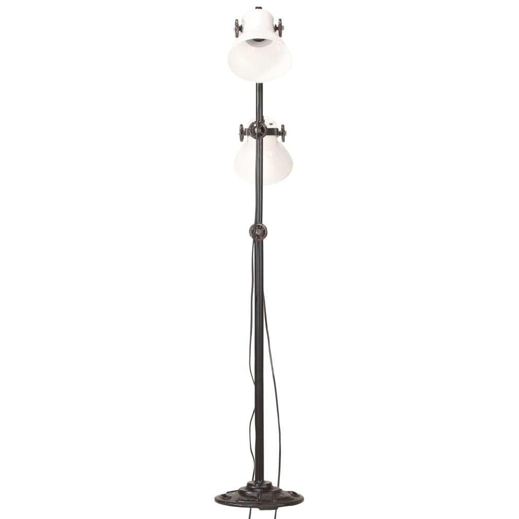 vidaXL Lampă de podea cu 2 abajururi, alb, fontă, E27 vidaXL Lampă de podea cu 2 abajururi, alb, fontă, E27