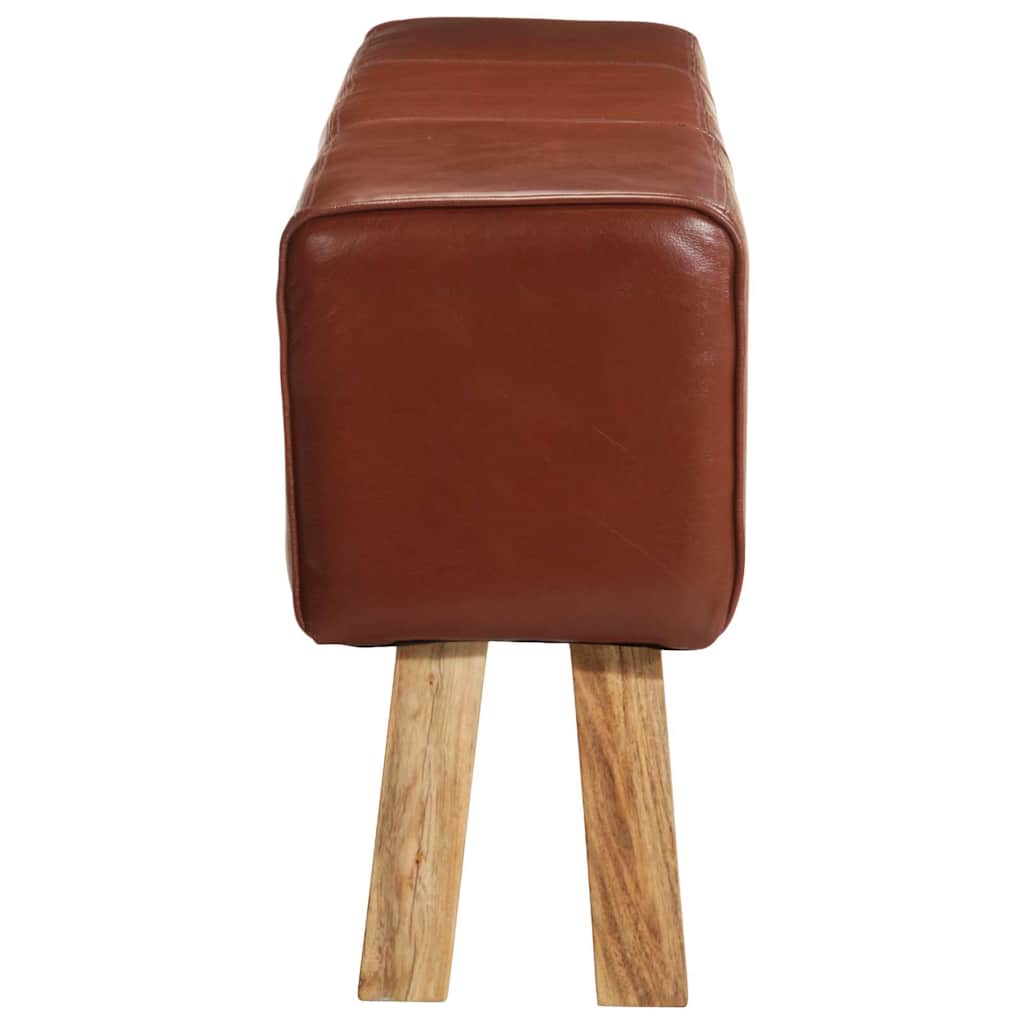 vidaXL Bancă Bok gimnastică maro 160 cm piele naturală/lemn acacia