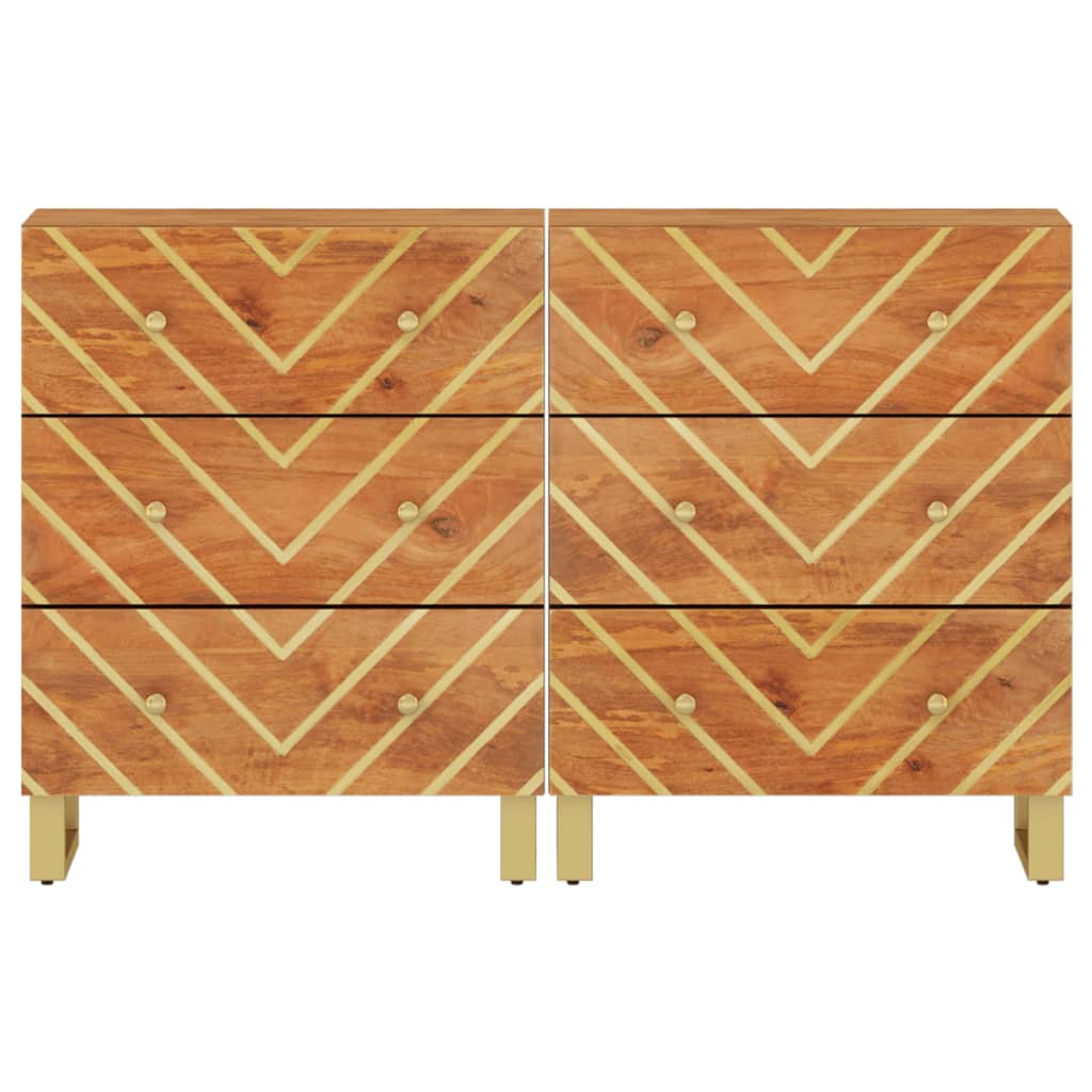vidaXL Dulapuri lateral, 2 buc., maro/negru, 60x33,5x75 cm, lemn mango