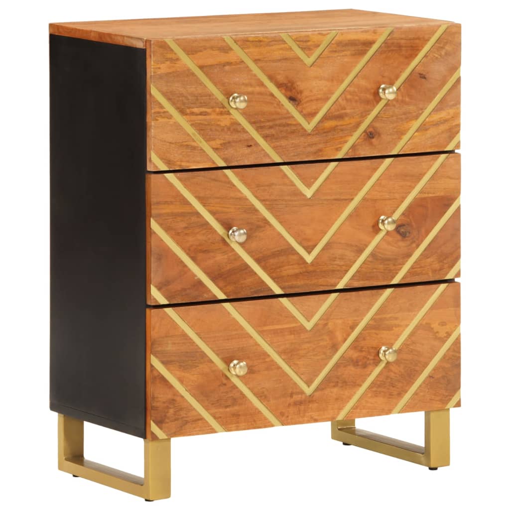 vidaXL Dulapuri lateral, 3 buc., maro/negru, 60x33,5x75 cm, lemn mango