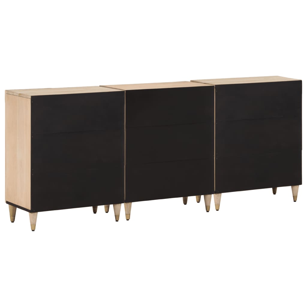 vidaXL Dulapuri laterale, 3 buc., 60x33x75 cm, lemn masiv de mango