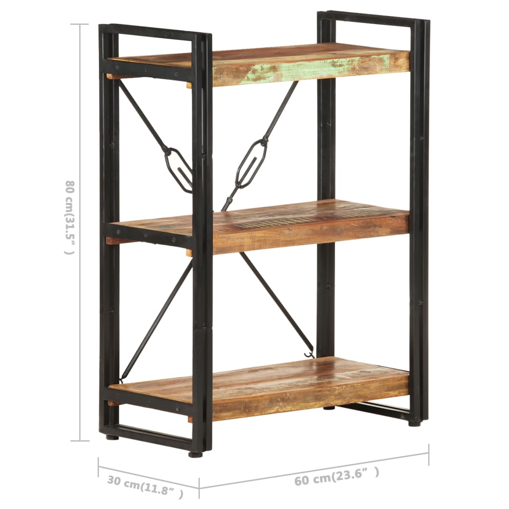 vidaXL Bibliotecă cu 3 rafturi, 60x30x80 cm, lemn masiv reciclat vidaXL Bibliotecă cu 3 rafturi, 60x30x80 cm, lemn masiv reciclat