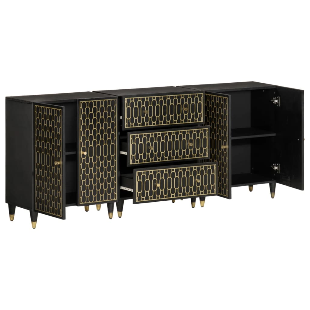 vidaXL Dulapuri laterale, 3 buc., 60x33x75 cm, lemn masiv de mango