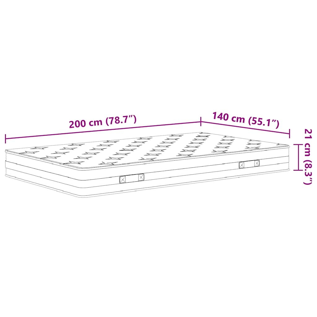 vidaXL Saltea cu arcuri bonnell, fermitate medie, 140x200 cm vidaXL Saltea cu arcuri bonnell, fermitate medie, 140x200 cm