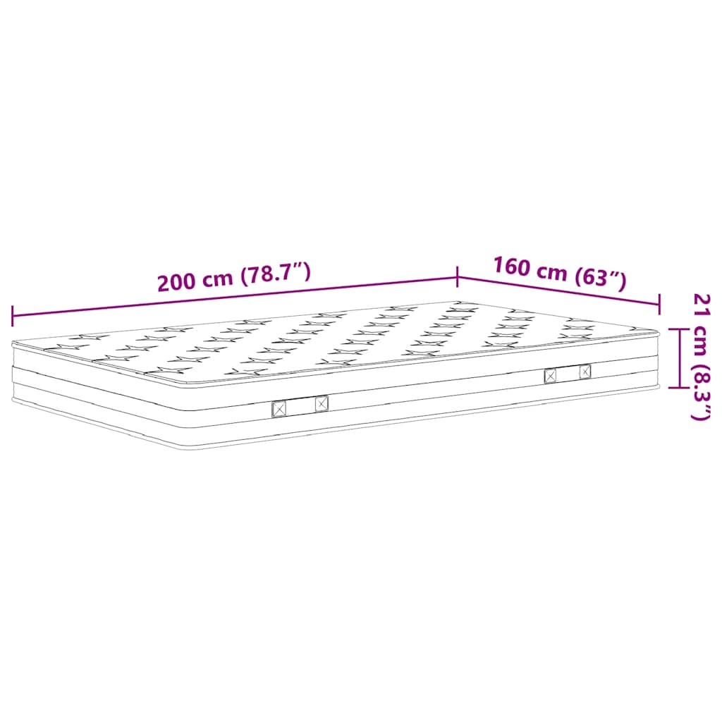 vidaXL Saltea cu arcuri bonnell, fermitate medie, 160x200 cm vidaXL Saltea cu arcuri bonnell, fermitate medie, 160x200 cm