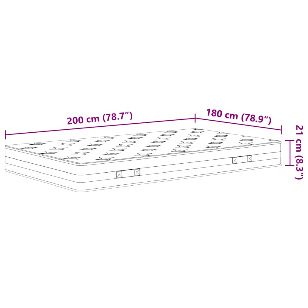 vidaXL Saltea cu arcuri bonnell, fermitate medie, 180x200 cm vidaXL Saltea cu arcuri bonnell, fermitate medie, 180x200 cm