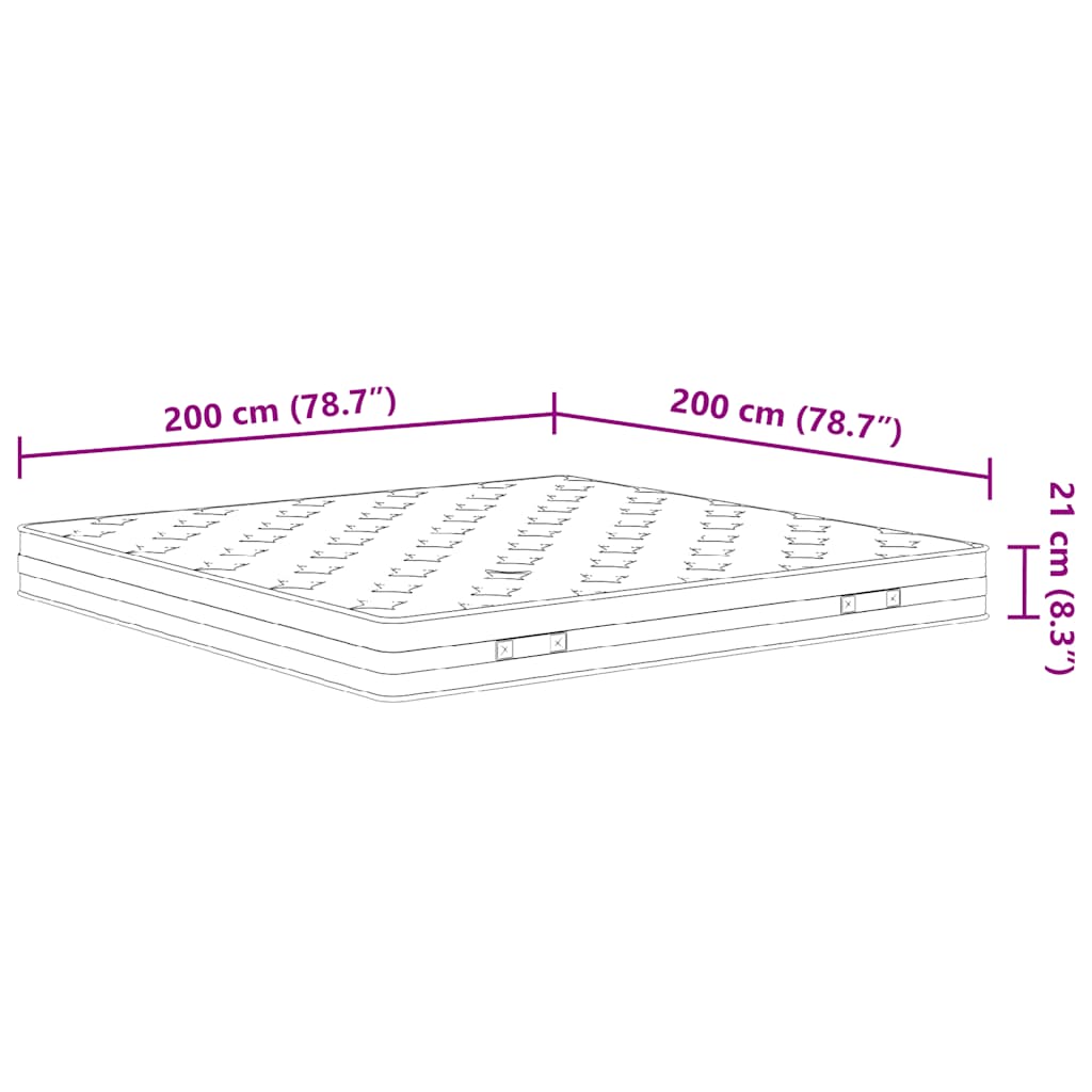 vidaXL Saltea cu arcuri bonnell King Size, fermitate medie, 200x200 cm vidaXL Saltea cu arcuri bonnell King Size, fermitate medie, 200x200 cm