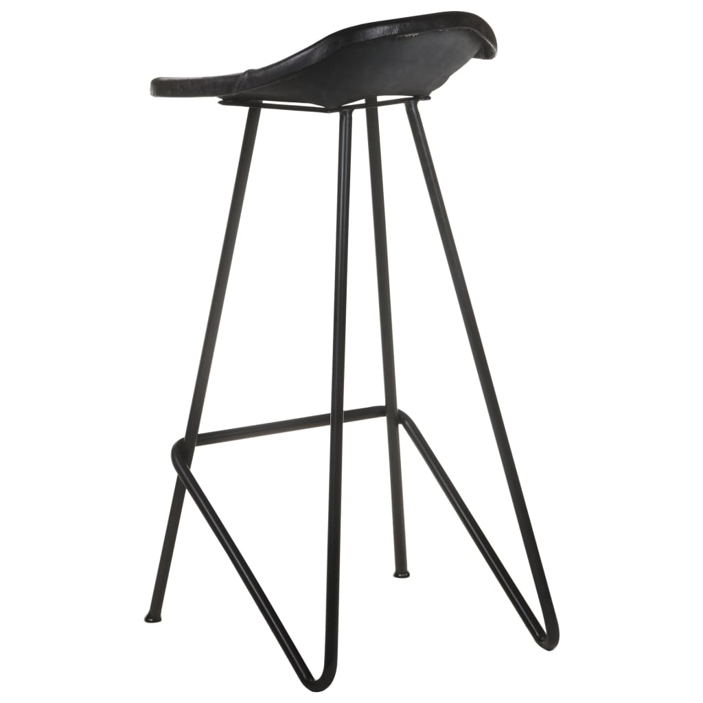 vidaXL Scaune de bar, 2 buc., negru, piele naturală vidaXL Scaune de bar, 2 buc., negru, piele naturală