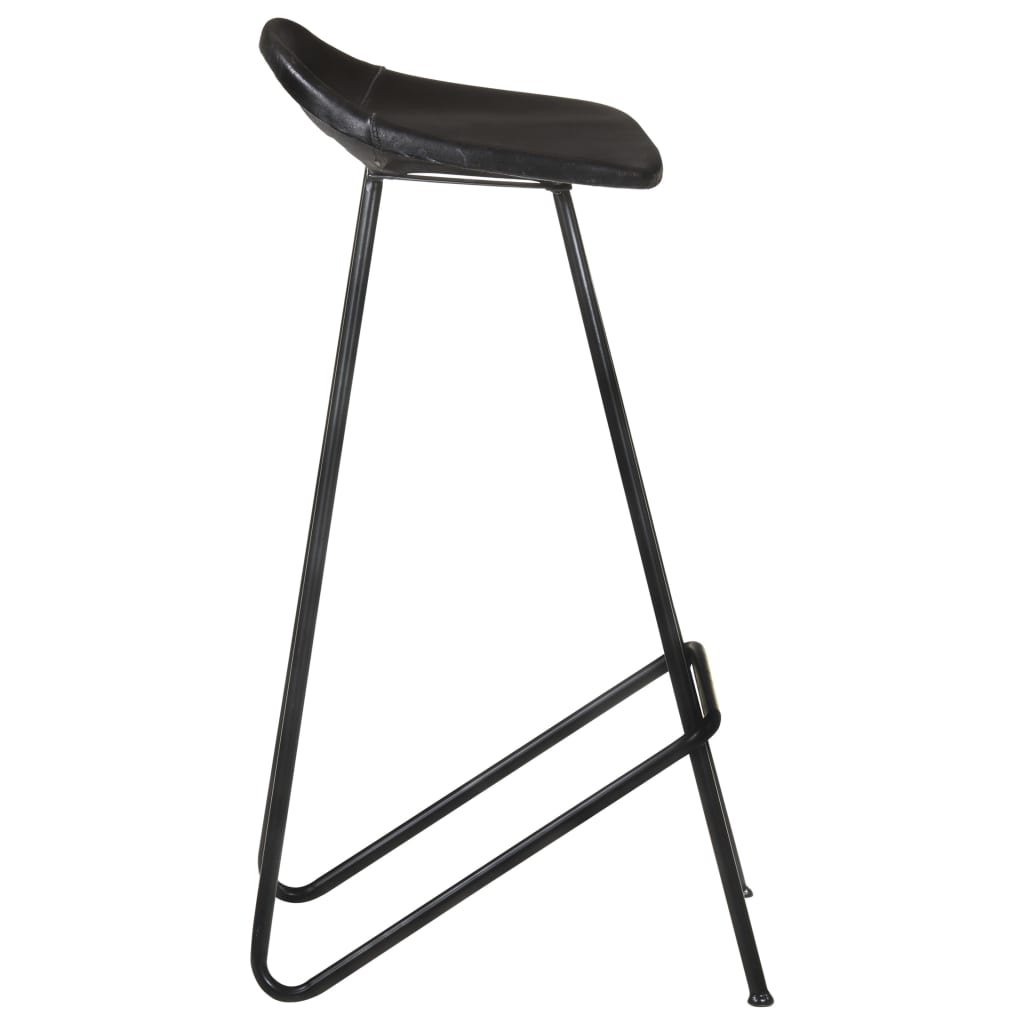 vidaXL Scaune de bar, 2 buc., negru, piele naturală vidaXL Scaune de bar, 2 buc., negru, piele naturală