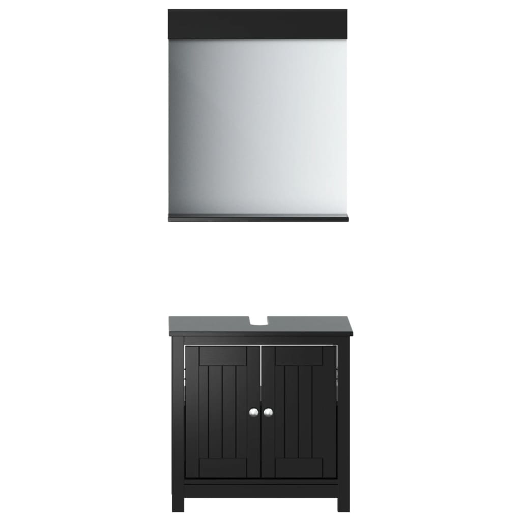 vidaXL Set mobilier de baie „BERG”, 2 piese, negru, lemn masiv de pin vidaXL Set mobilier de baie „BERG”, 2 piese, negru, lemn masiv de pin