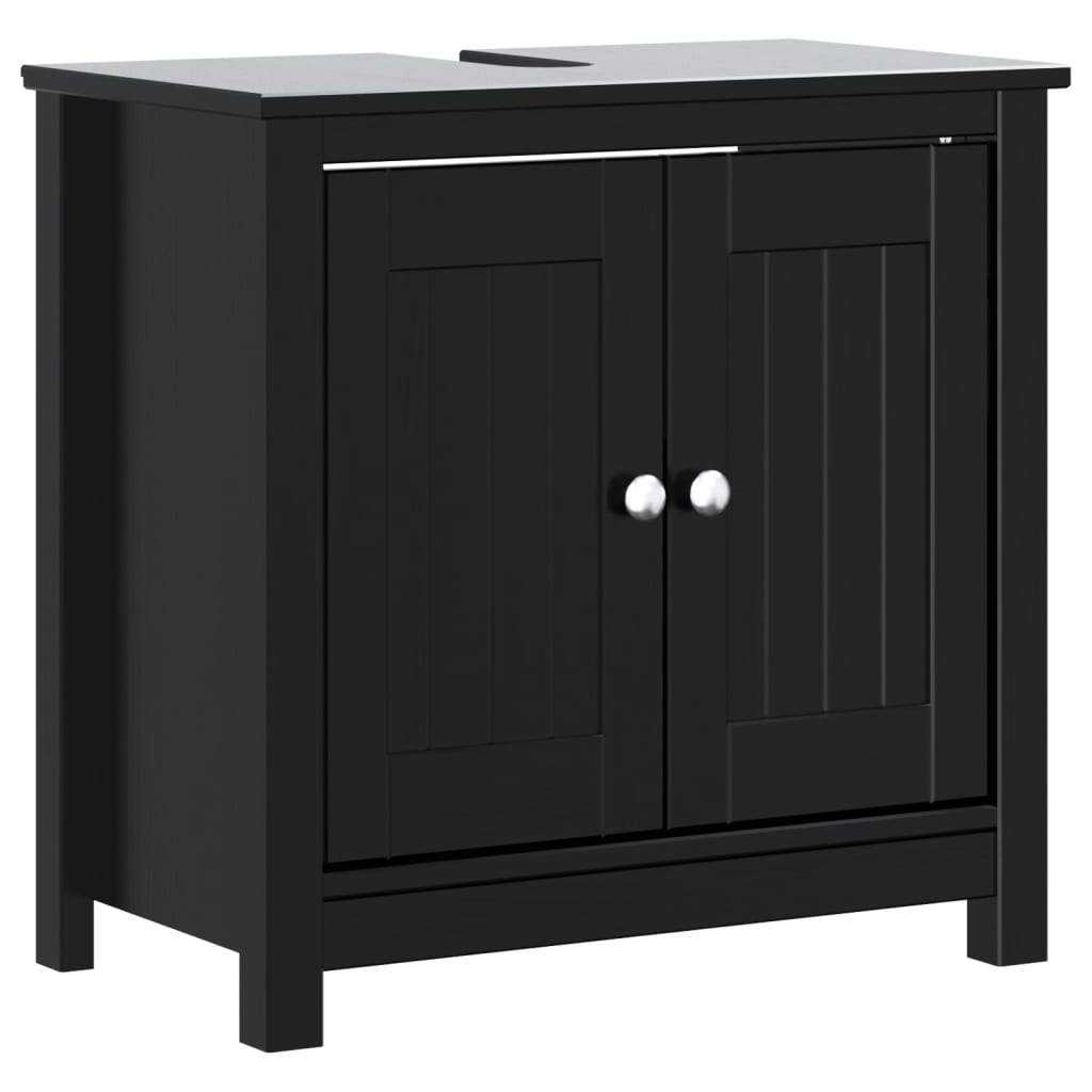 vidaXL Set mobilier de baie „BERG”, 2 piese, negru, lemn masiv de pin vidaXL Set mobilier de baie „BERG”, 2 piese, negru, lemn masiv de pin