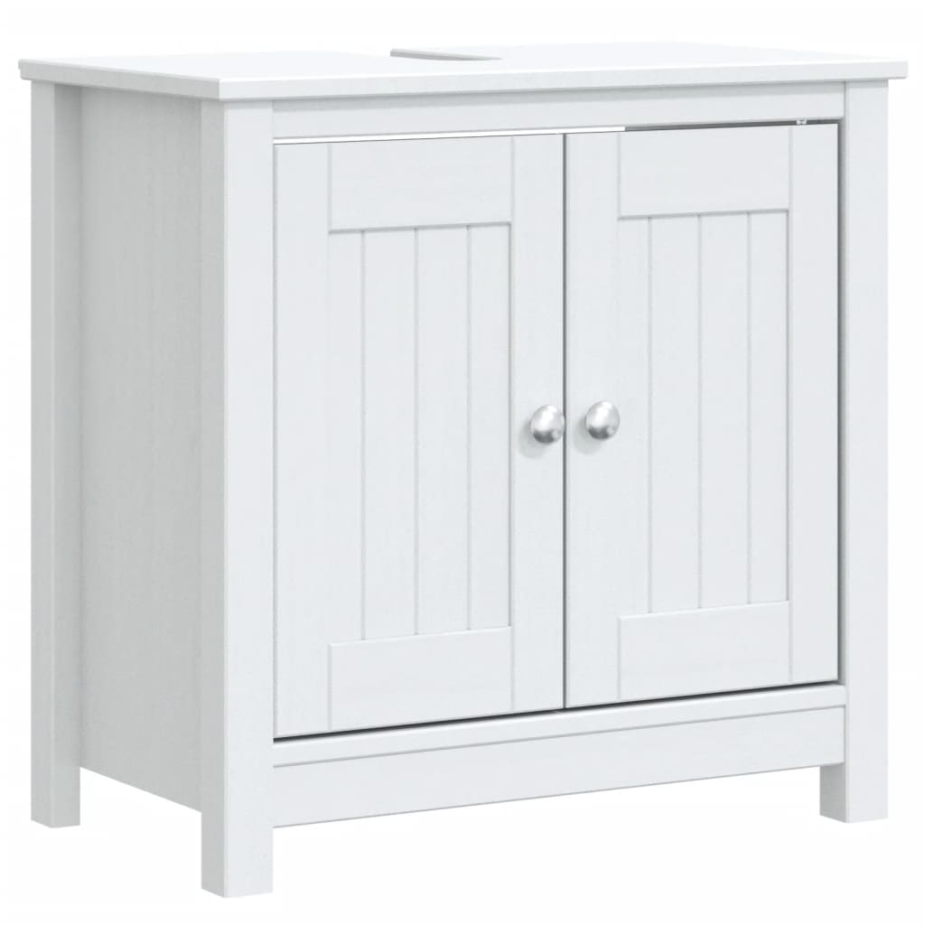 vidaXL Set mobilier baie, 3 piese, „BERG”, alb, lemn masiv de pin vidaXL Set mobilier baie, 3 piese, „BERG”, alb, lemn masiv de pin