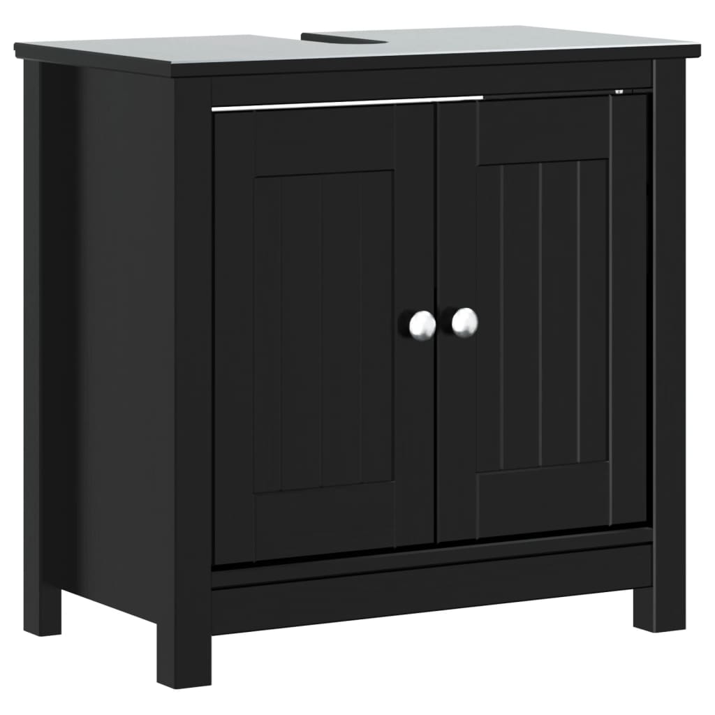 vidaXL Set mobilier baie, 3 piese, „BERG” , negru, lemn masiv de pin vidaXL Set mobilier baie, 3 piese, „BERG” , negru, lemn masiv de pin