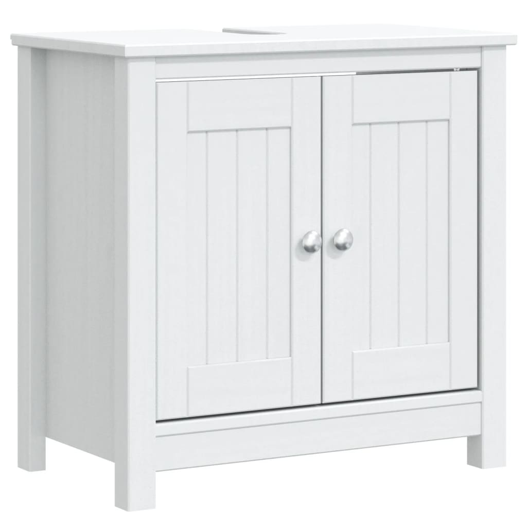 vidaXL Set mobilier baie, 3 piese, „BERG”, alb, lemn masiv de pin vidaXL Set mobilier baie, 3 piese, „BERG”, alb, lemn masiv de pin