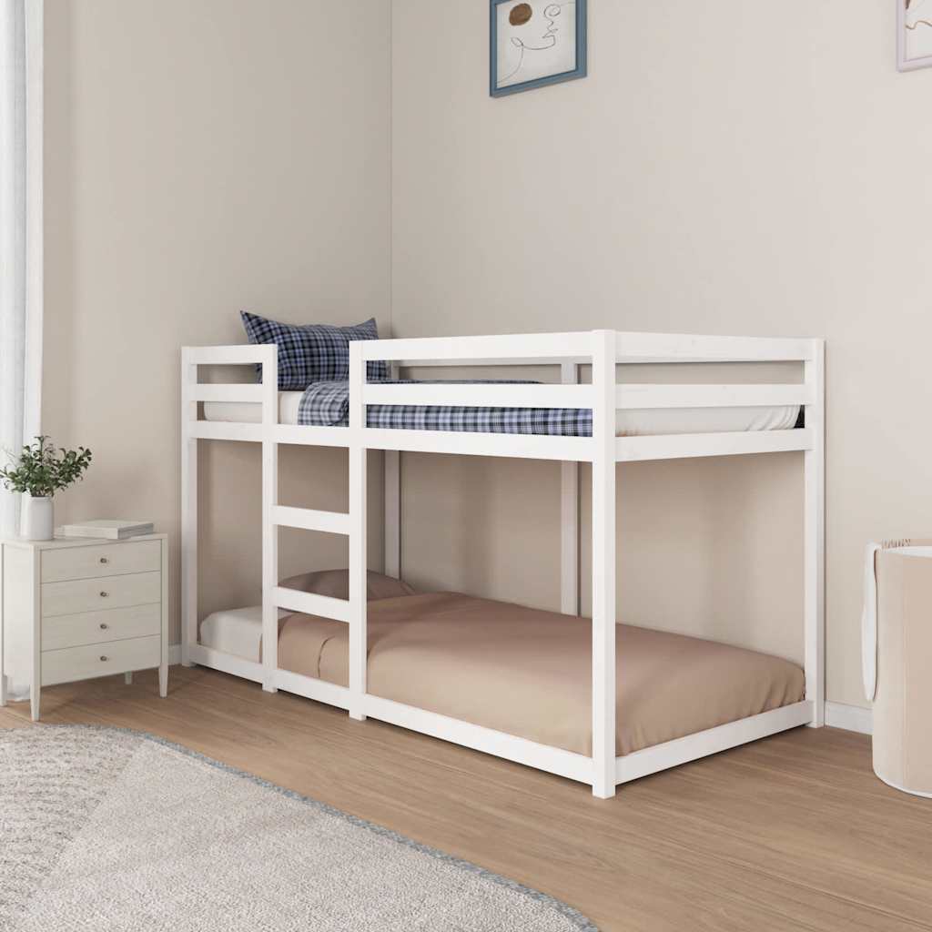 vidaXL Pat supraetajat, alb, 90x200 cm, lemn masiv de pin vidaXL Pat supraetajat, alb, 90x200 cm, lemn masiv de pin