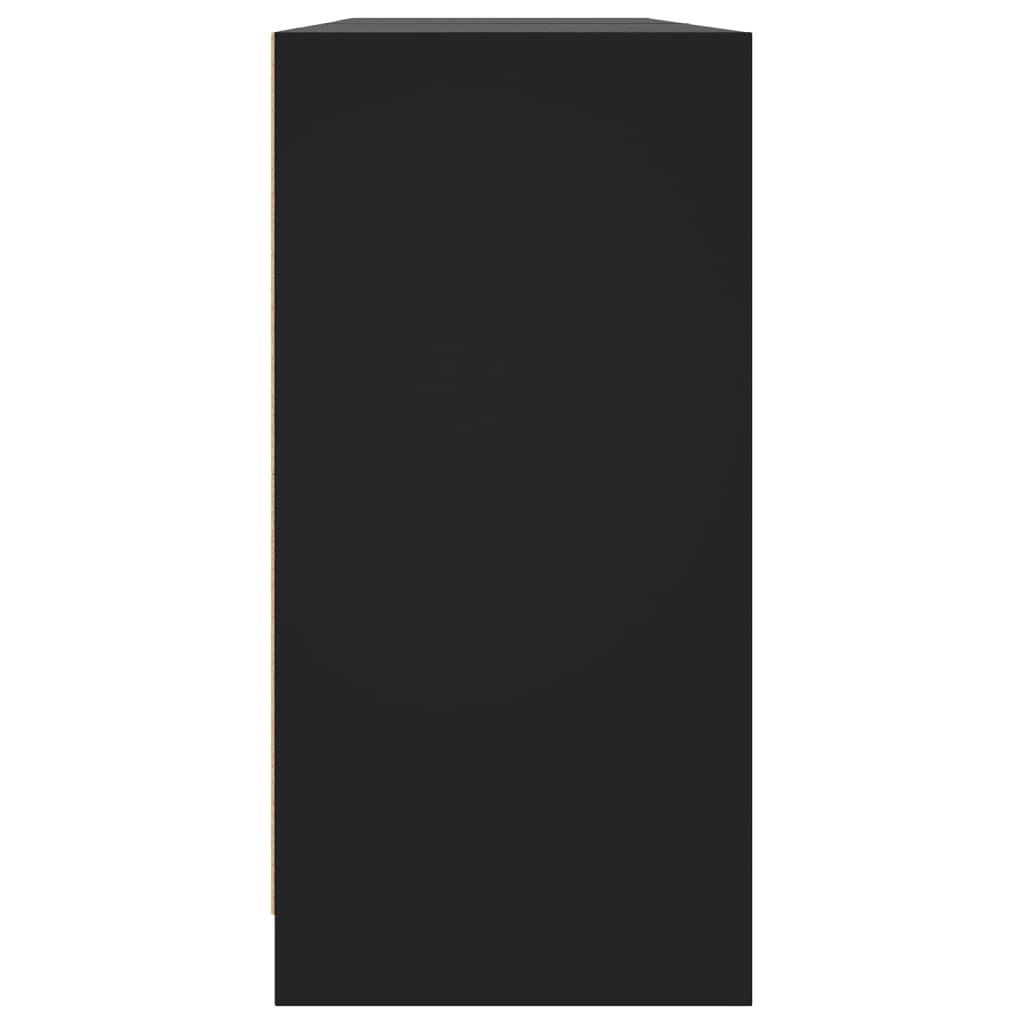 vidaXL Bibliotecă cu uși, negru, 204x37x75 cm, lemn compozit