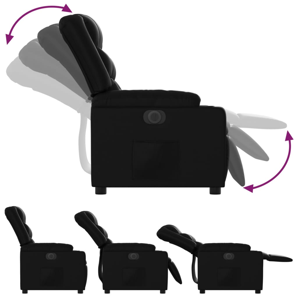 vidaXL Fotoliu rabatabil electric, negru, piele ecologică