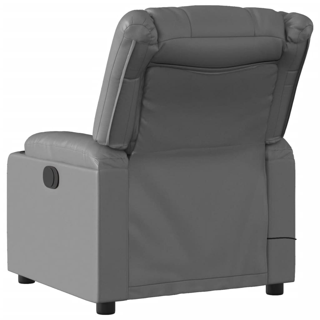 vidaXL Fotoliu de masaj electric rabatabil, gri, piele ecologică vidaXL Fotoliu de masaj electric rabatabil, gri, piele ecologică