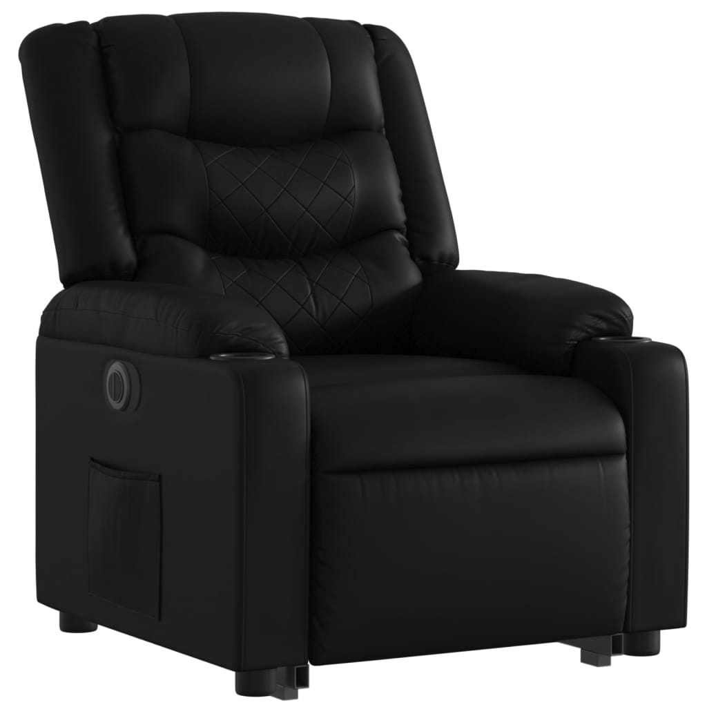 vidaXL Fotoliu rabatabil electric cu ridicare, negru, piele ecologică