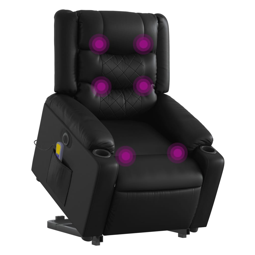 vidaXL Fotoliu electric masaj rabatabil cu ridicare, negru