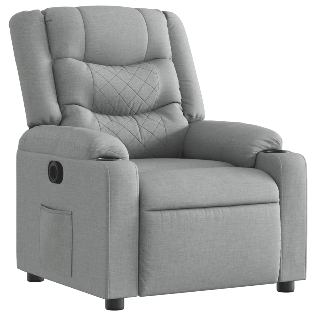 vidaXL Fotoliu rabatabil electric, gri deschis, textil