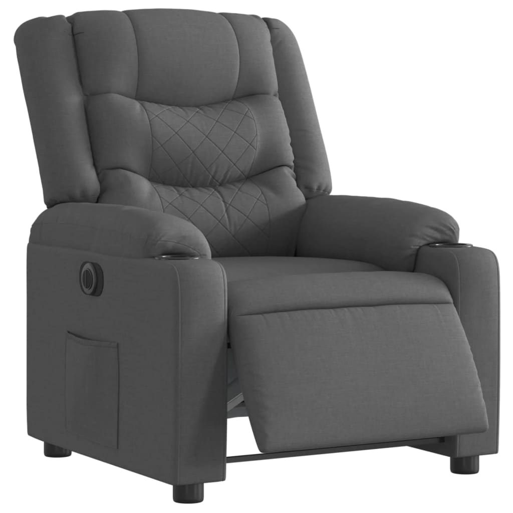 vidaXL Fotoliu rabatabil electric, gri închis, material textil