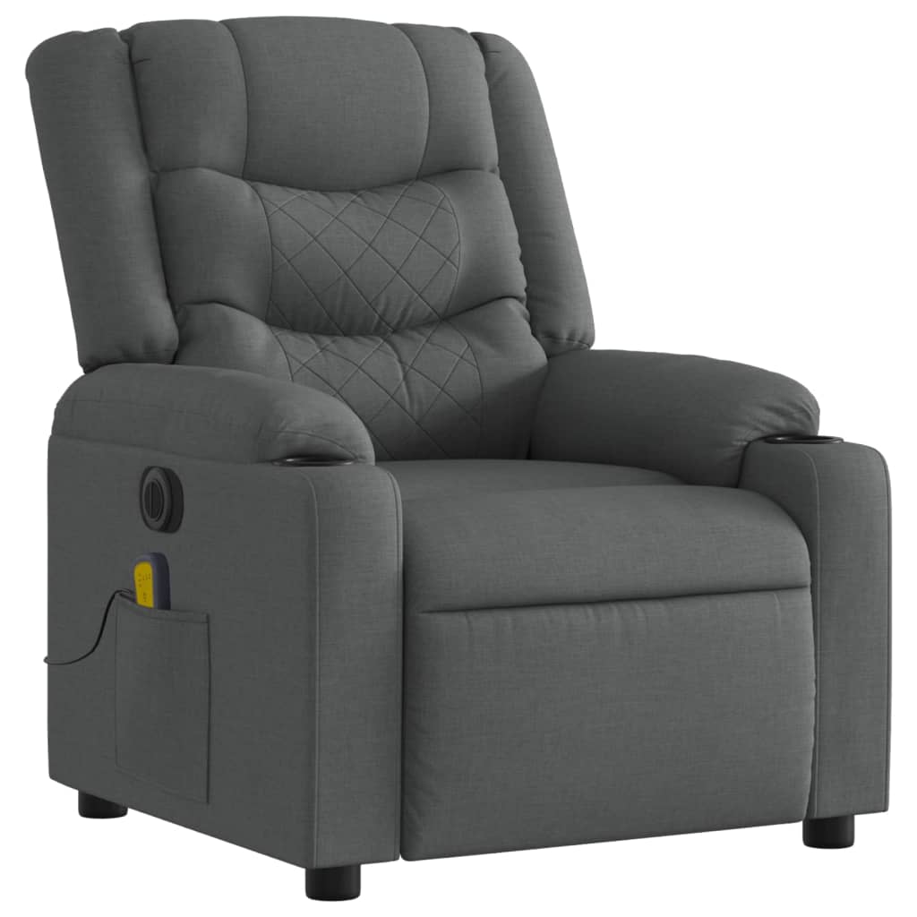 vidaXL Fotoliu electric de masaj rabatabil, gri închis, textil