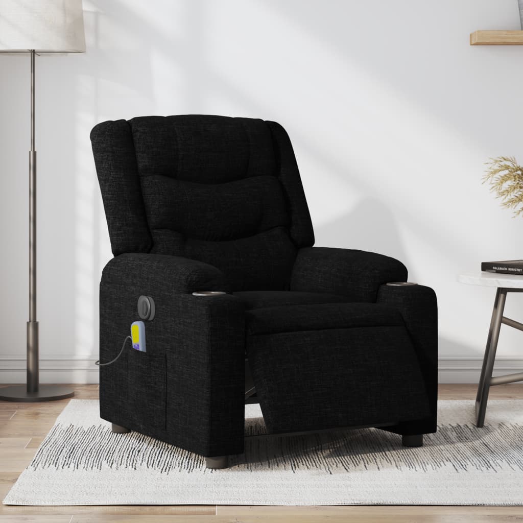 vidaXL Fotoliu electric de masaj rabatabil, negru, textil vidaXL Fotoliu electric de masaj rabatabil, negru, textil