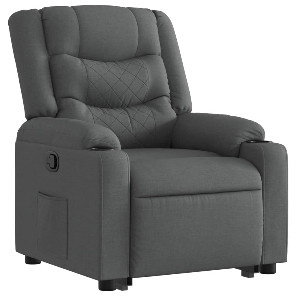 vidaXL Fotoliu rabatabil cu ridicare pe verticală, gri închis, textil vidaXL Fotoliu rabatabil cu ridicare pe verticală, gri închis, textil
