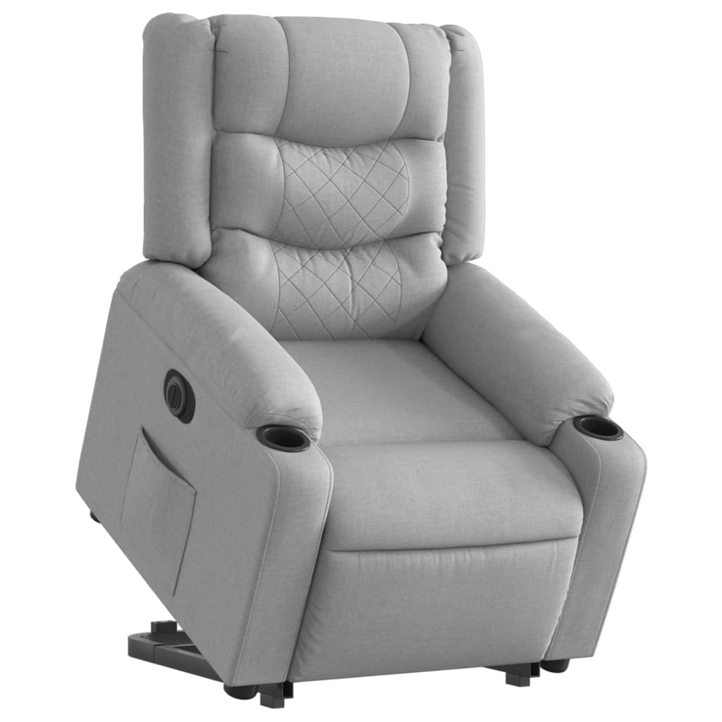 vidaXL Fotoliu electric rabatabil cu ridicare, gri deschis, textil vidaXL Fotoliu electric rabatabil cu ridicare, gri deschis, textil