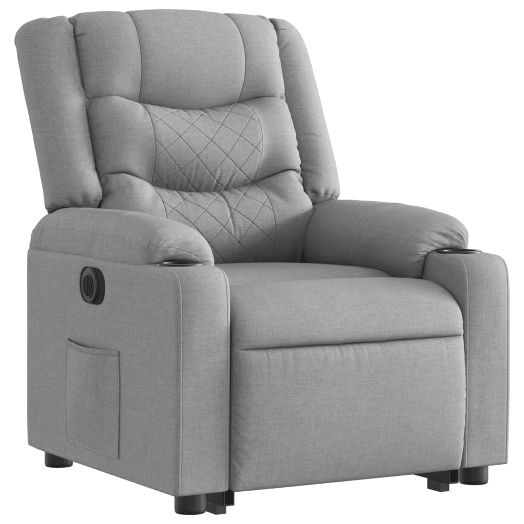 vidaXL Fotoliu electric rabatabil cu ridicare, gri deschis, textil vidaXL Fotoliu electric rabatabil cu ridicare, gri deschis, textil