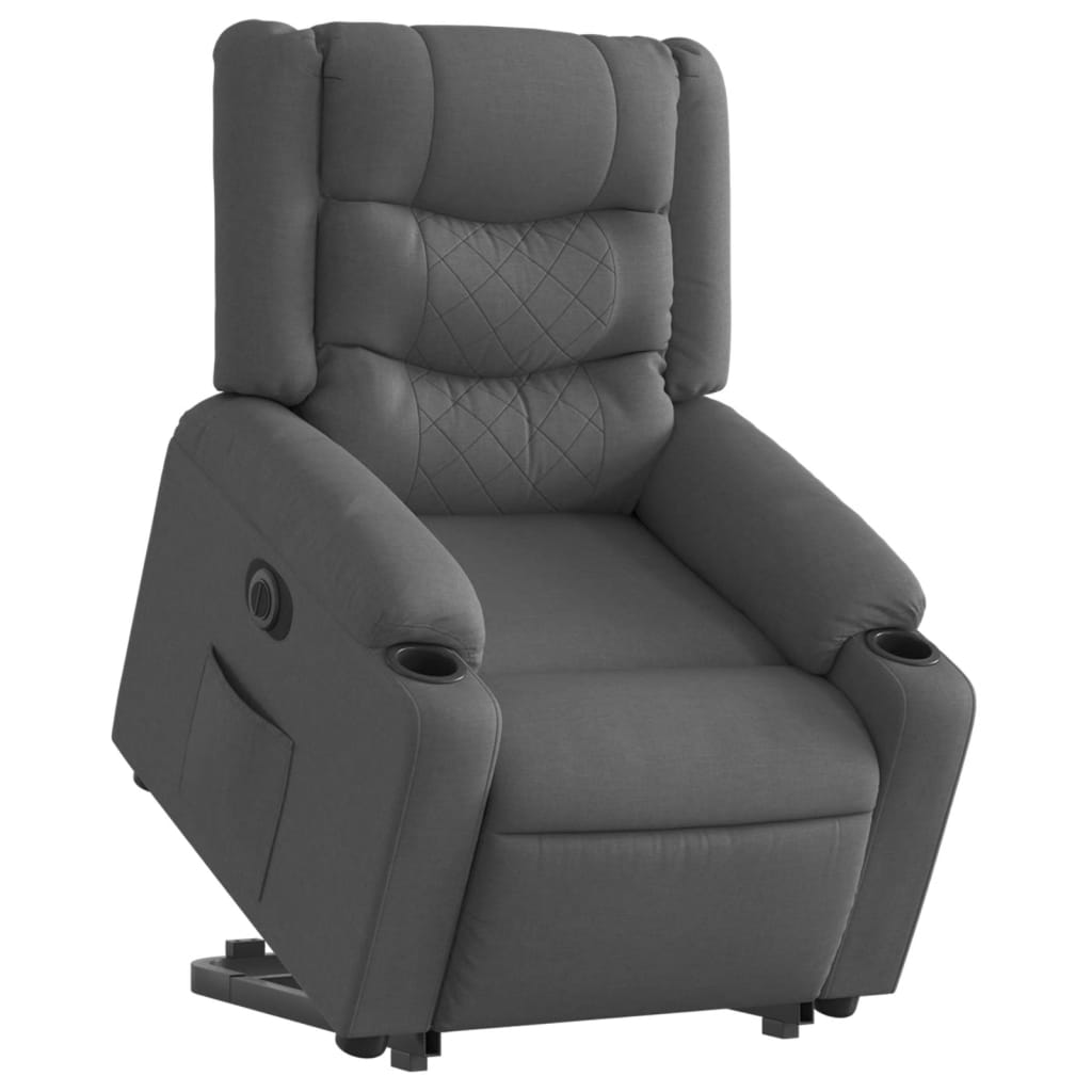 vidaXL Fotoliu electric rabatabil cu ridicare, gri închis, textil