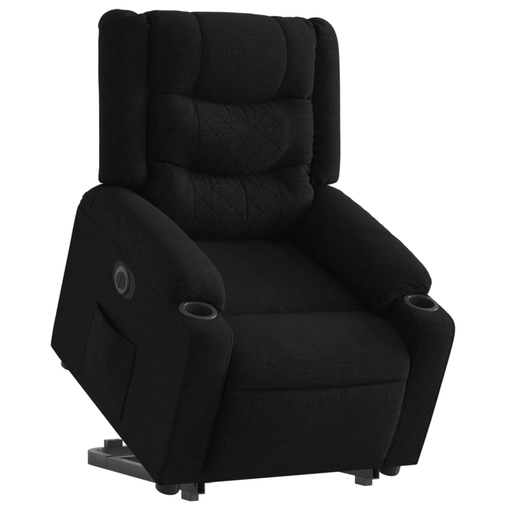vidaXL Fotoliu electric rabatabil cu ridicare, negru, textil