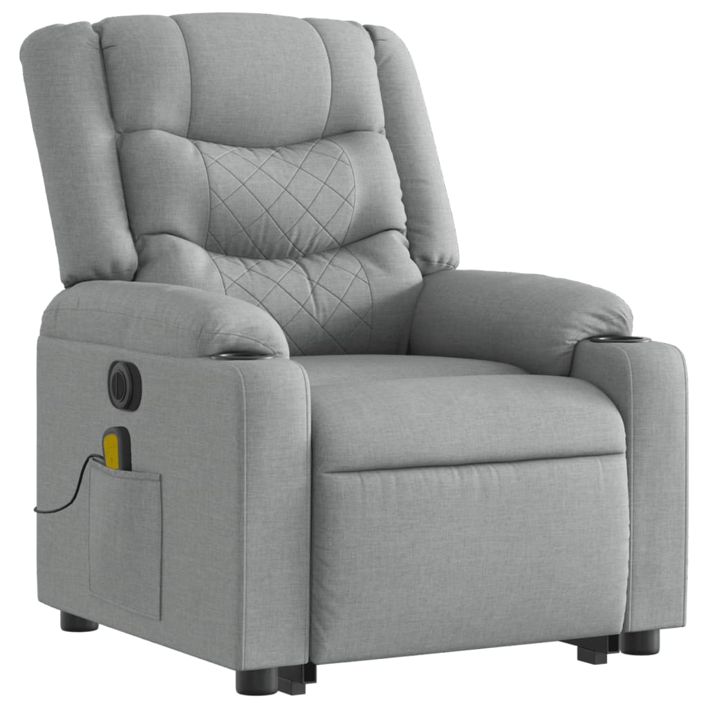 vidaXL Fotoliu electric masaj rabatabil cu ridicare, gri închis textil