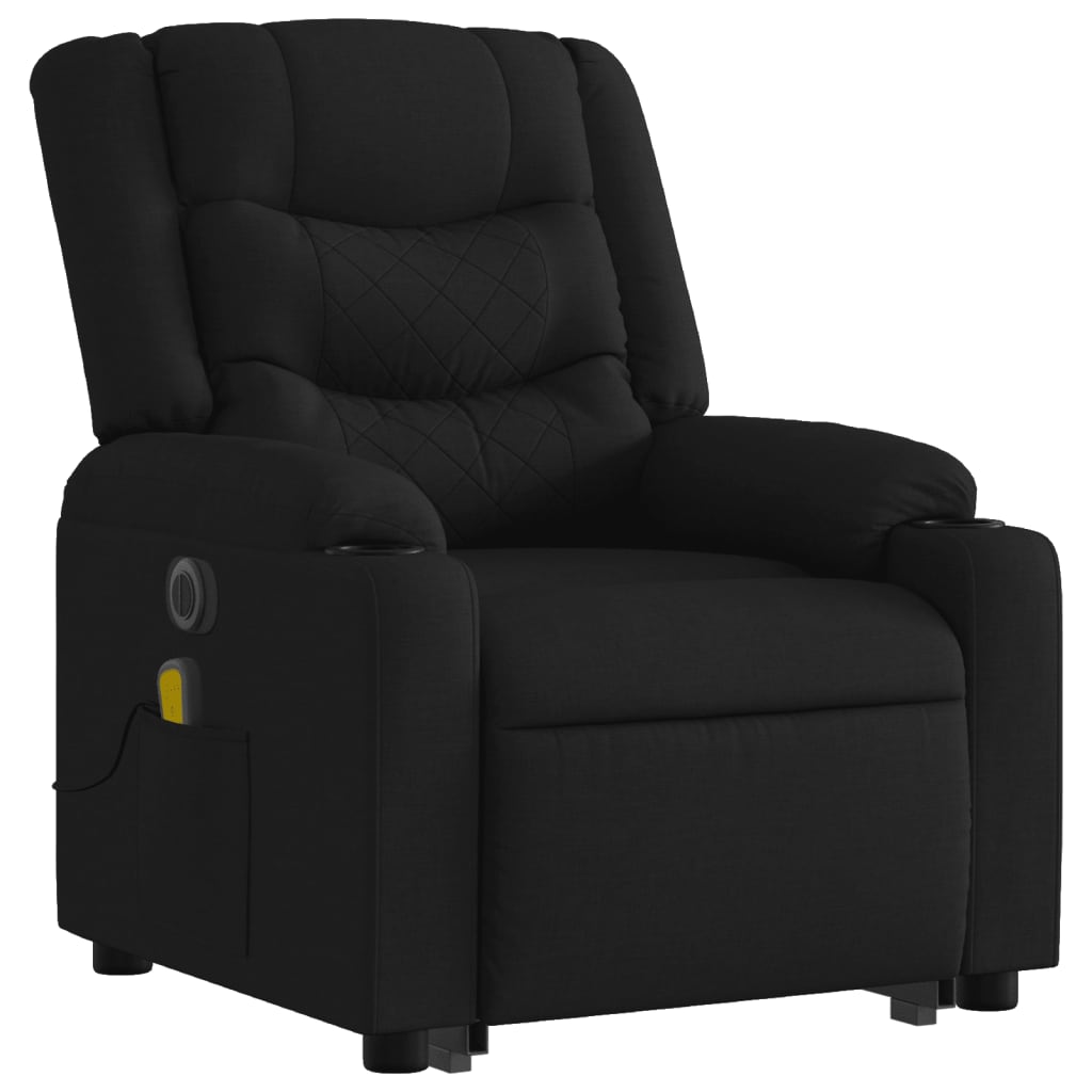 vidaXL Fotoliu electric de masaj rabatabil cu ridicare, negru, textil