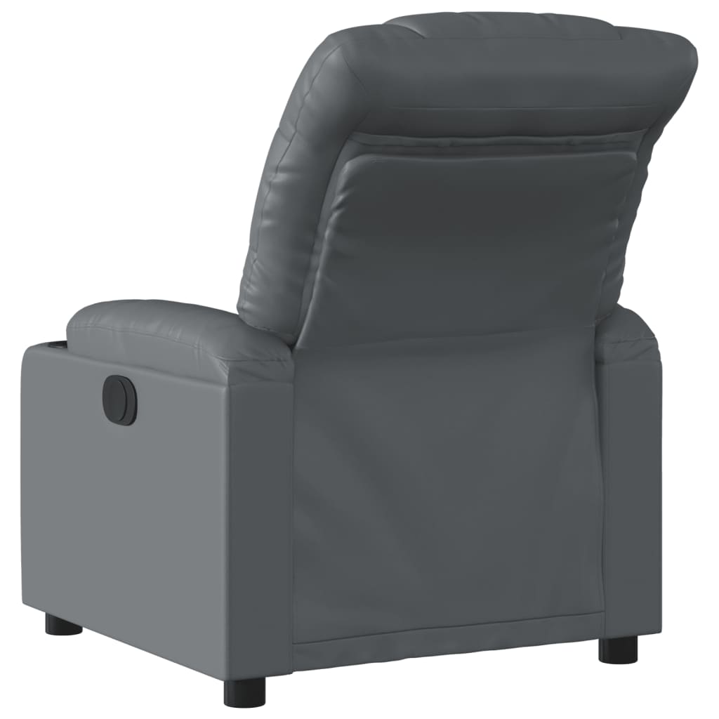 vidaXL Fotoliu rabatabil electric, gri, piele ecologică