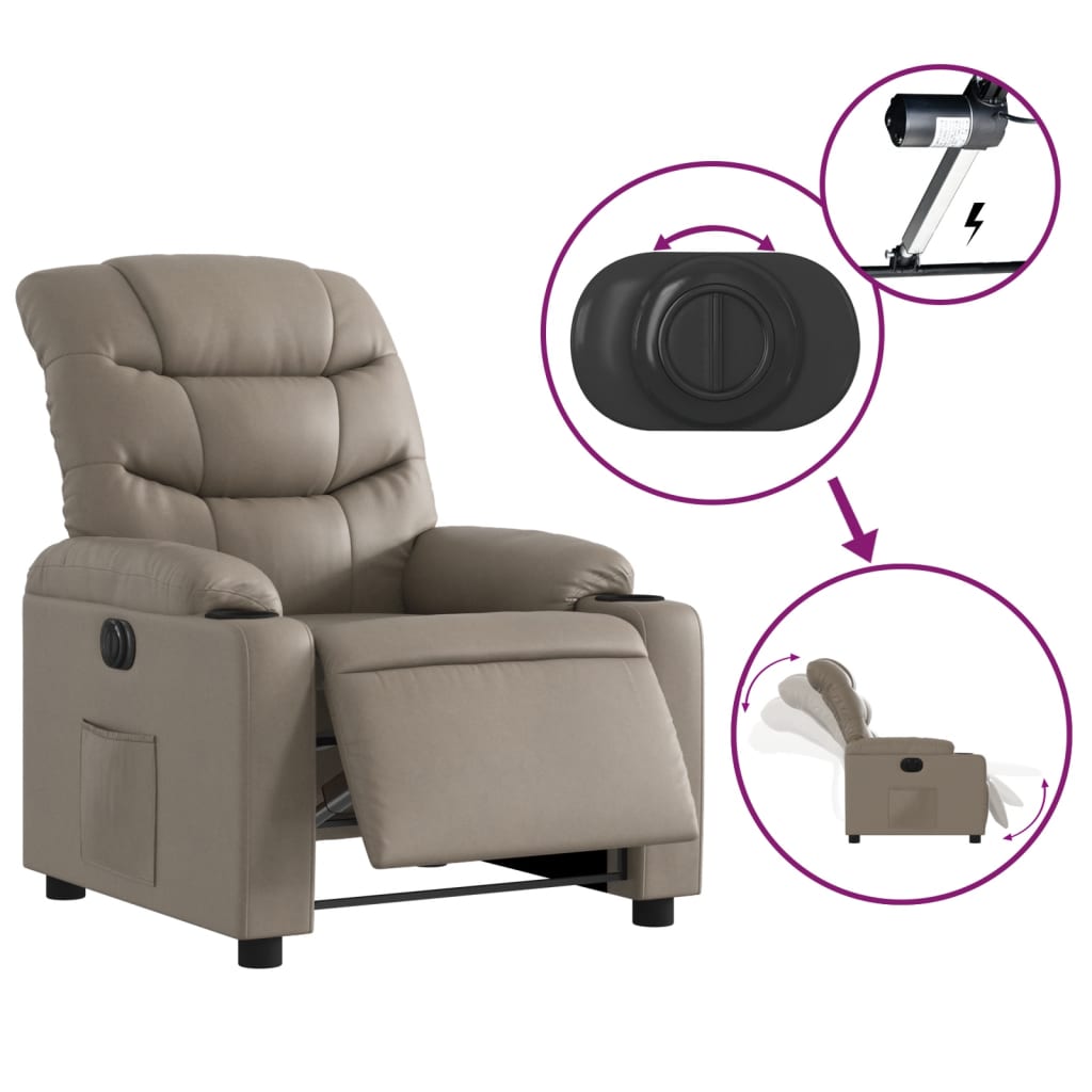 vidaXL Fotoliu rabatabil electric, cappuccino, piele ecologică