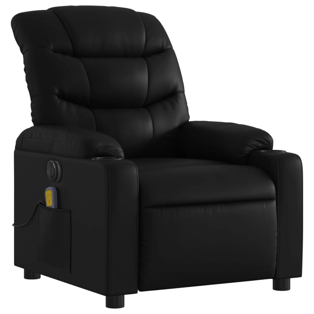vidaXL Fotoliu electric de masaj rabatabil, negru, piele ecologică vidaXL Fotoliu electric de masaj rabatabil, negru, piele ecologică
