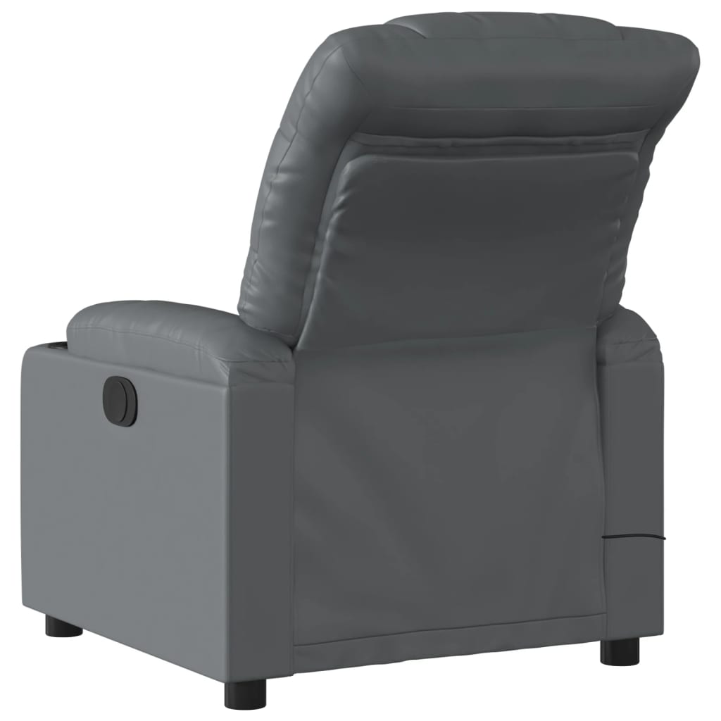 vidaXL Fotoliu de masaj electric rabatabil, gri, piele ecologică vidaXL Fotoliu de masaj electric rabatabil, gri, piele ecologică