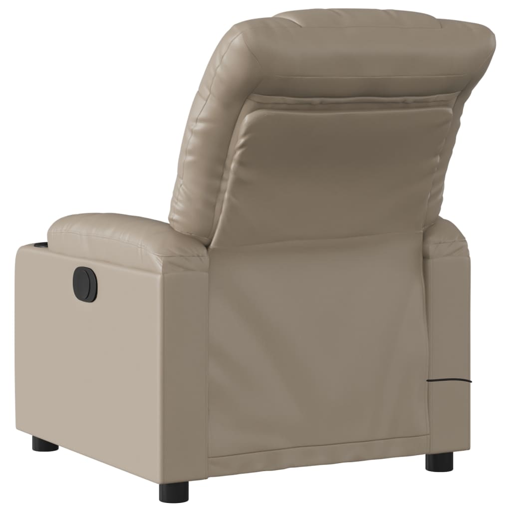 vidaXL Fotoliu electric masaj rabatabil, cappuccino, piele ecologică