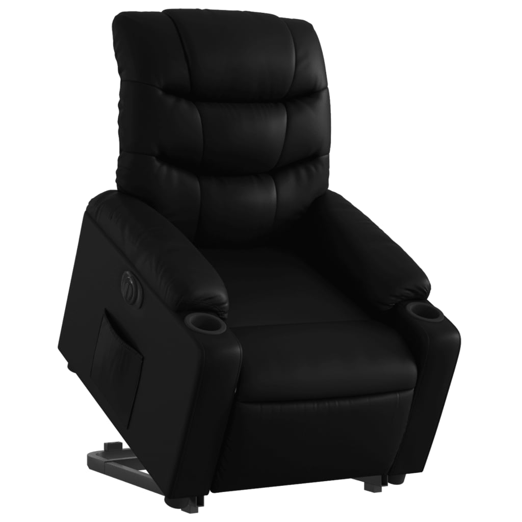 vidaXL Fotoliu rabatabil electric cu ridicare, negru, piele ecologică