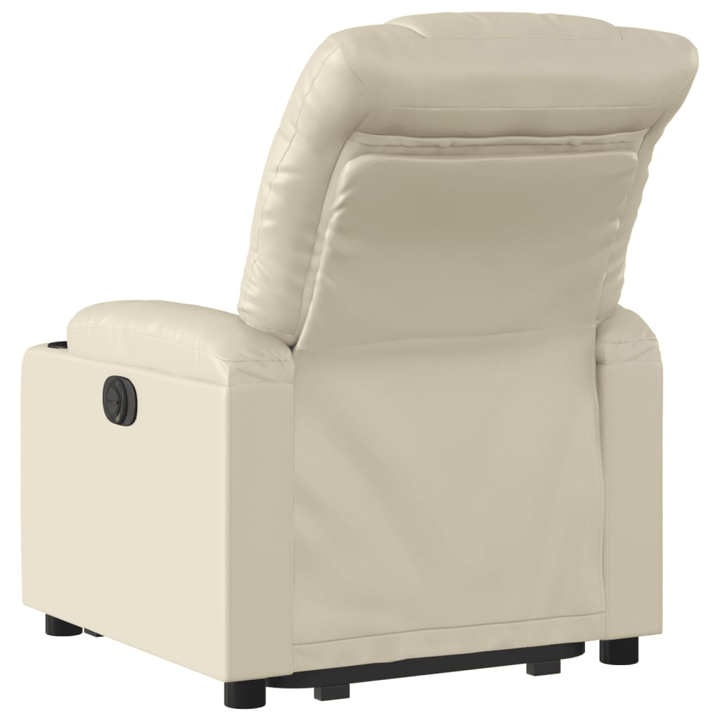 vidaXL Fotoliu rabatabil electric cu ridicare, crem, piele ecologică