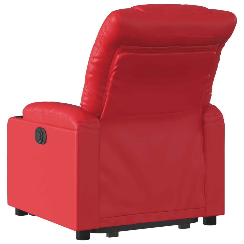 vidaXL Fotoliu rabatabil electric cu ridicare, roșu, piele ecologică
