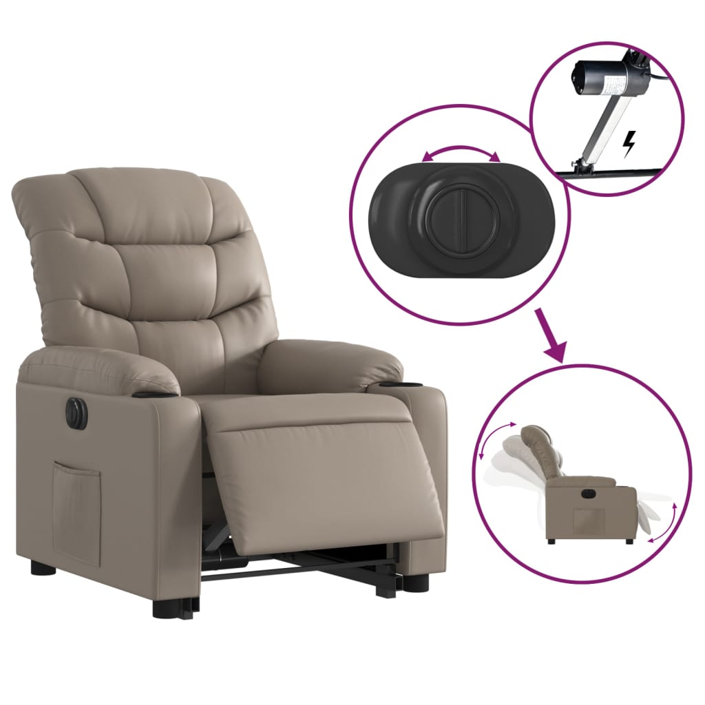 vidaXL Fotoliu rabatabil electric cu ridicare, cappuccino
