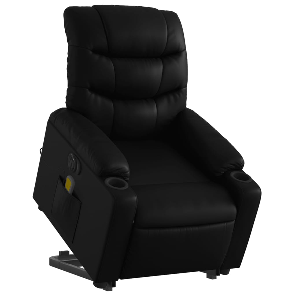 vidaXL Fotoliu electric masaj rabatabil cu ridicare, negru