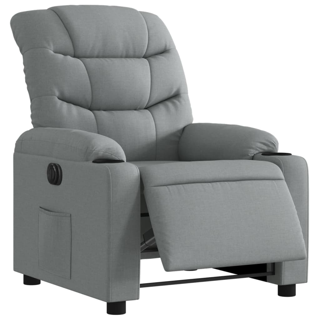 vidaXL Fotoliu rabatabil electric, gri deschis, textil