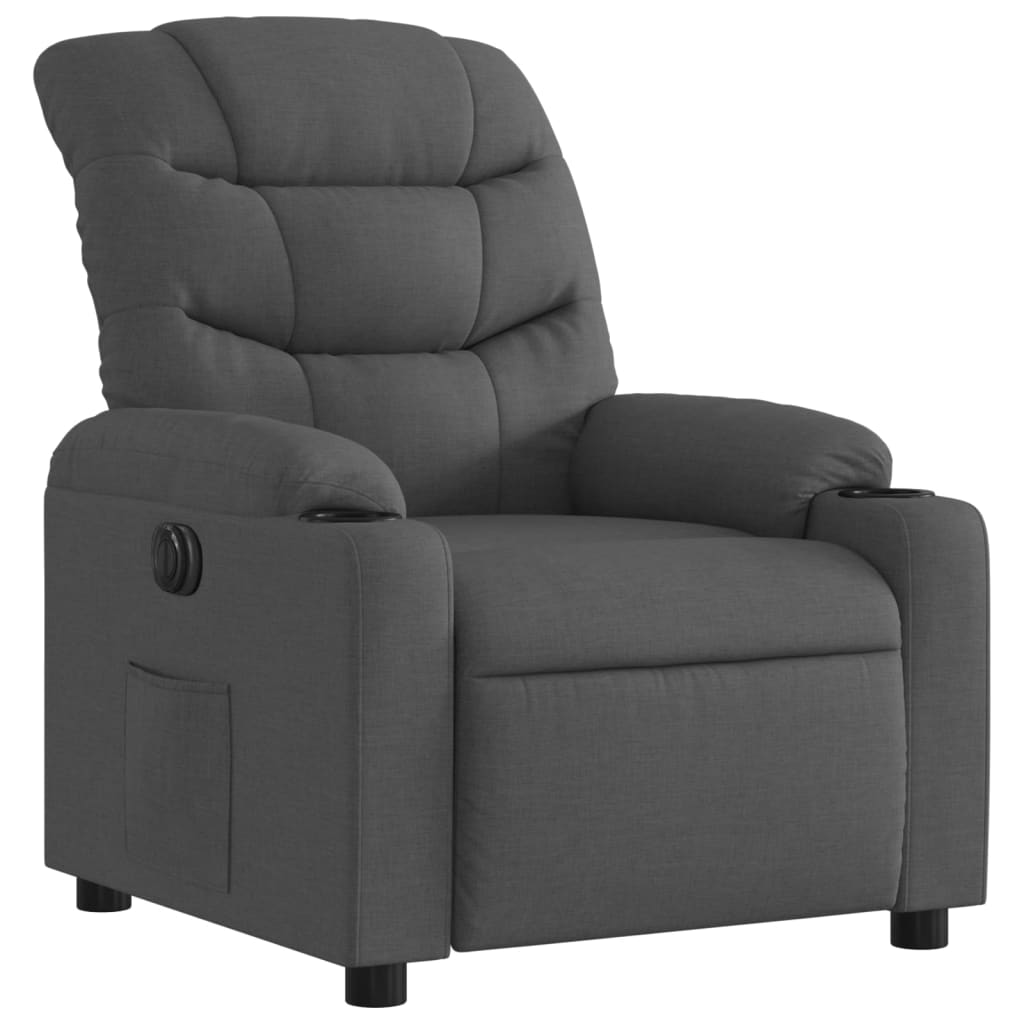 vidaXL Fotoliu rabatabil electric, gri închis, material textil
