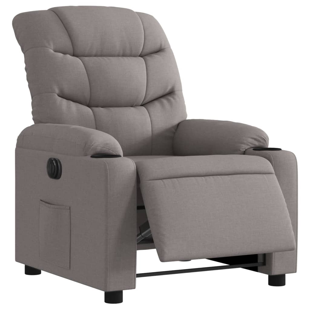 vidaXL Fotoliu rabatabil electric, gri taupe, material textil